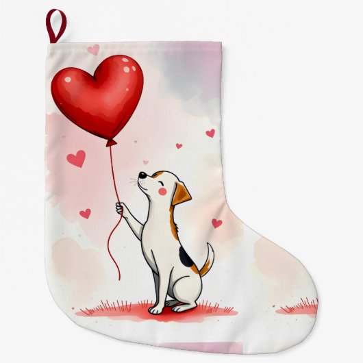Weihnachtsstrumpf, Hund rotes Herz Großer Weihnachtsstrumpf (Vorderseite)