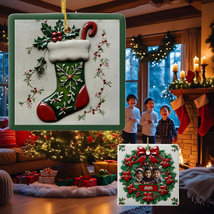 Weihnachtsstrumpf individuell anpassbar keramikornament