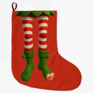 Weihnachtsstrumpf Lustige Elf Beine Nordpol Großer Weihnachtsstrumpf
