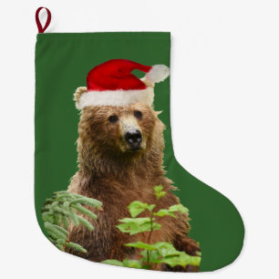 WeihnachtsStrumpf mit Grizzlybären Großer Weihnachtsstrumpf