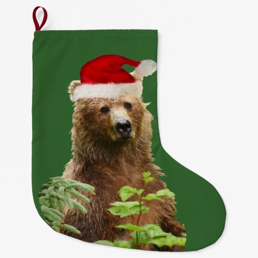 WeihnachtsStrumpf mit Grizzlybären Großer Weihnachtsstrumpf (Vorderseite)