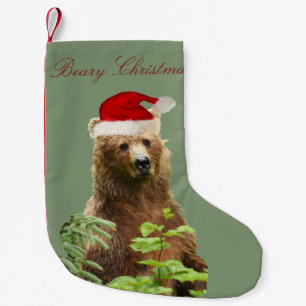 WeihnachtsStrumpf mit Grizzlybären Kleiner Weihnachtsstrumpf