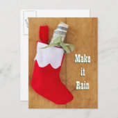WeihnachtsStrumpf mit Rolle des Geldes Feiertagspostkarte (Vorne/Hinten)
