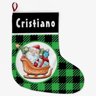 Weihnachtsstrumpf mit Santas Schlitten und Geschen Großer Weihnachtsstrumpf