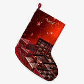 Weihnachtsstrumpf mit Schokoladenbonbons Großer Weihnachtsstrumpf (Vorderansicht (hängend))