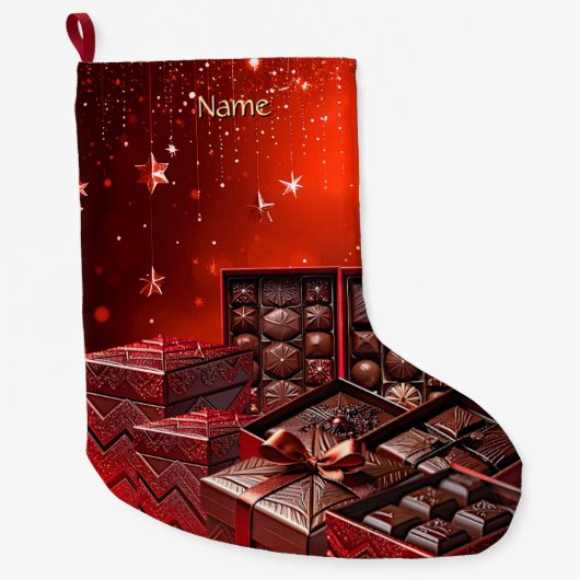 Weihnachtsstrumpf mit Schokoladenbonbons Großer Weihnachtsstrumpf (Vorderseite)