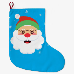 Weihnachtsstrumpf niedlicher Santa-Gesicht Blau Sc Großer Weihnachtsstrumpf