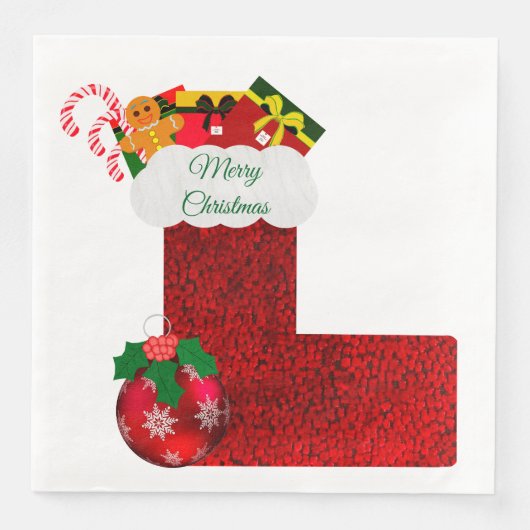 Weihnachtsstrumpf Papier Serviette (Vorderseite)