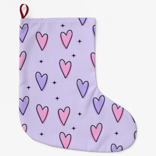 Weihnachtsstrumpf, Rosa Lila Herzen Liebe Großer Weihnachtsstrumpf