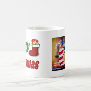 Weihnachtsstrumpf rot grün Foto Kaffeetasse
