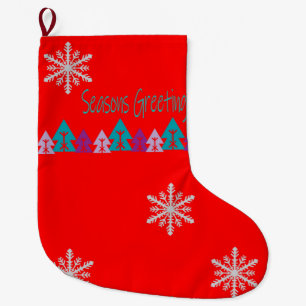 Weihnachtsstrumpf, Seasons' Greetings rote Flocken Großer Weihnachtsstrumpf