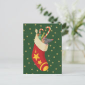 Weihnachtsstrumpf Vintage-Postkarte Postkarte (Stehend Vorderseite)
