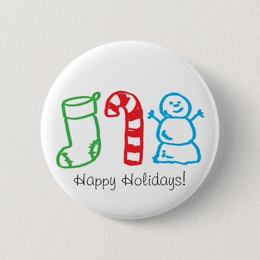 WeihnachtsStrumpf-Zuckerstange und Snowman Button (Vorderseite)