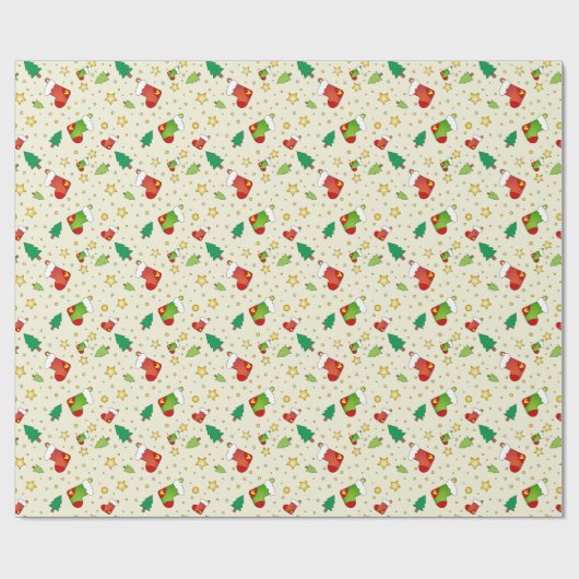 WeihnachtsStrümpfe, -bäume und -sterne Geschenkpapier (Flach)