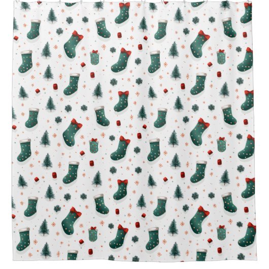 WeihnachtsStrümpfe Duschvorhang (Vorderseite)