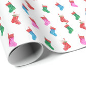 Weihnachtsstrümpfe Farbige Festtagsmuster  Geschenkpapier (Rolleneckpunkt)