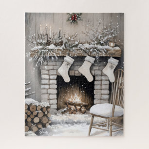 Weihnachtsstrümpfe Feiertags-Kamin Puzzle