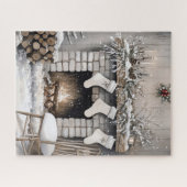 Weihnachtsstrümpfe Feiertags-Kamin Puzzle (Horizontal)