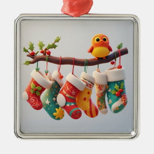 Weihnachtsstrümpfe festlich geschmückt ornament aus metall