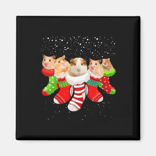 Weihnachtsstrümpfe im Hamster Funny Weihnachtsgesc Magnet (Vorne)
