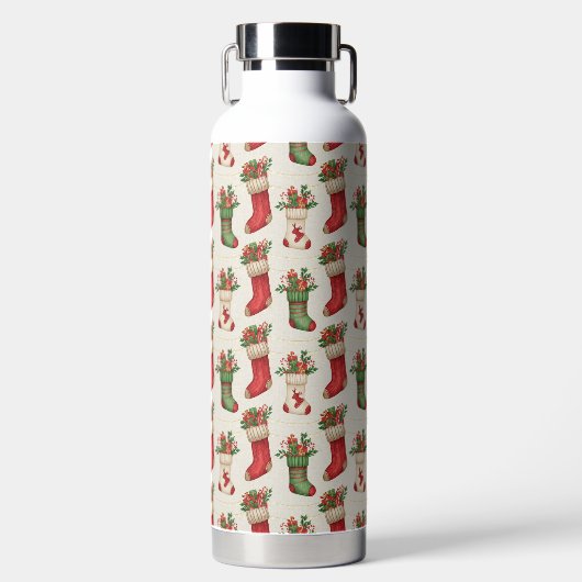 Weihnachtsstrümpfe Nahtloses Muster Trinkflasche (Vorderseite)