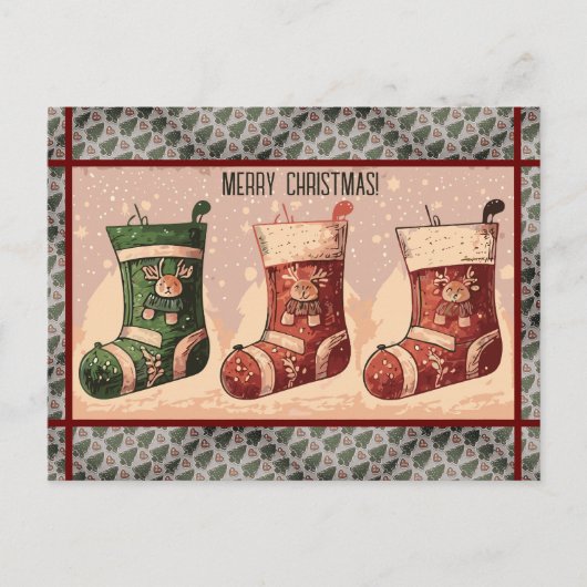 Weihnachtsstrümpfe Postkarte (Vorderseite)