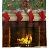 WeihnachtsStrümpfe und Kamin-Duschvorhang Duschvorhang (Vorderseite)