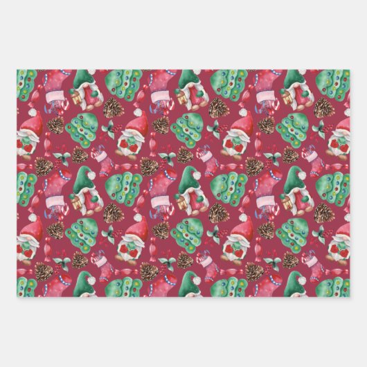 Weihnachtsstrümpfe und Symbole Geschenkpapier Set (Vorderseite 3)