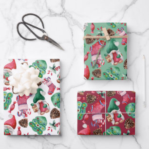 Weihnachtsstrümpfe und Symbole Geschenkpapier Set