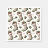 Weihnachtsstrümpfe Winterbeeren Serviette (Vorderseite)