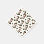 Weihnachtsstrümpfe Winterbeeren Serviette (Ecke)