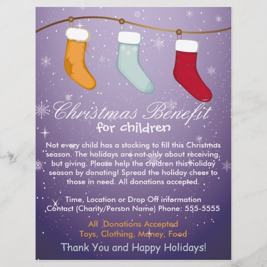 Weihnachtsstrümpfe zugunsten von Kindern Flyer (Vorne)