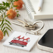 Weihnachtsstürme in Hats Vintager Truck Urlaub Schlüsselanhänger (Vorderseite rechts)