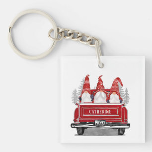 Weihnachtsstürme in Hats Vintager Truck Urlaub Schlüsselanhänger