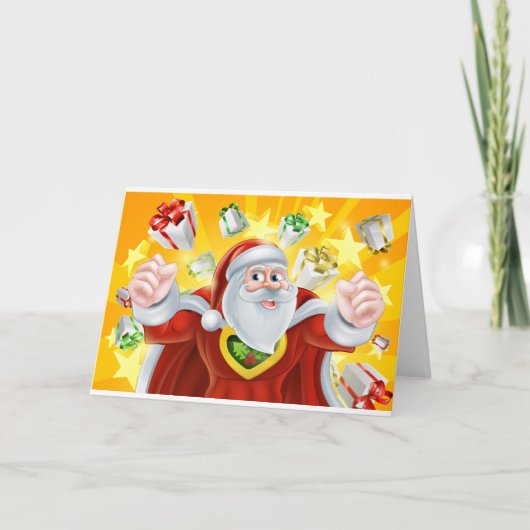 WeihnachtsSuperheld Weihnachtsmann Feiertagskarte (Vorderseite)