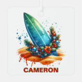 Weihnachtssurfboard-Individuelle Name Ornament Aus Metall (Rückseite)