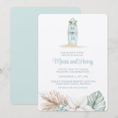 Weihnachtssurfboard | Winter Beach Hochzeit Einladung (Vorne/Hinten)