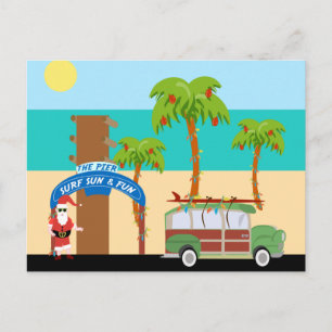 Weihnachtssurfen Feiertagspostkarte