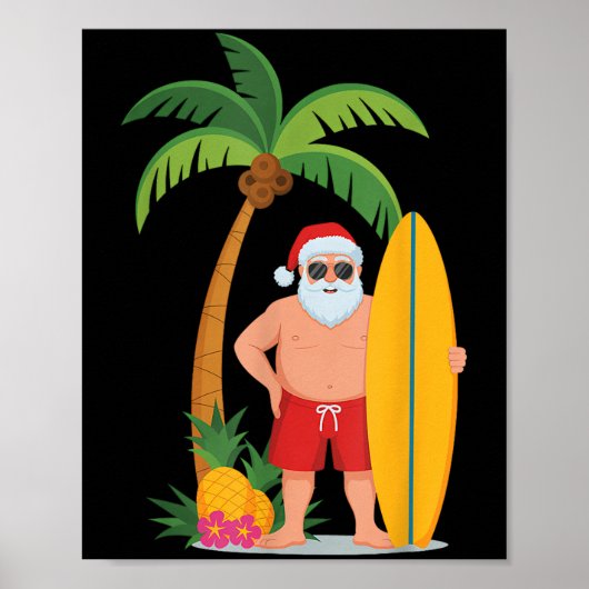 Weihnachtssurfen Santa Beach Ne Ferien Surfen Poster (Vorne)