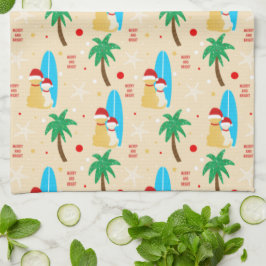 Weihnachtssurfen Santa Dogs Küchentuch