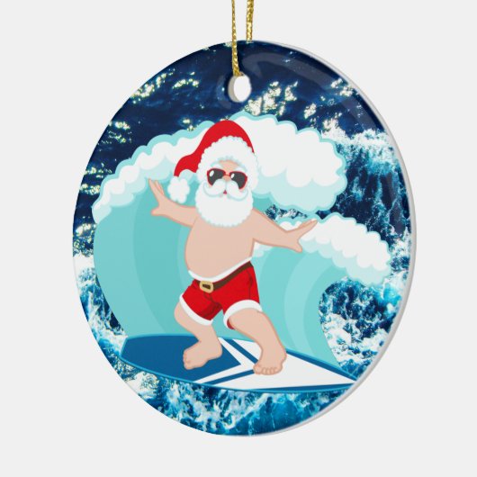 Weihnachtssurfen Weihnachtsfest Sentiment Keramik Ornament (Links)