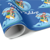 Weihnachtssurfer auf Wave Geschenkpapier (Rolleneckpunkt)