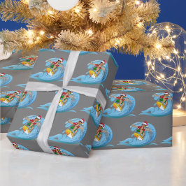 Weihnachtssurfer auf Wave Geschenkpapier
