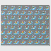 Weihnachtssurfer auf Wave Geschenkpapier (Flach)