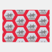 Weihnachtssurfer Couple Red White Green  Geschenkpapier Set (Vorderseite)