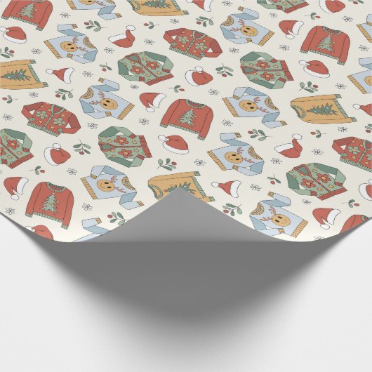 Weihnachtssüße und Hattern Muster Geschenkpapier (Ecke)