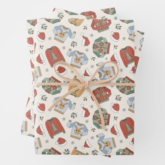 Weihnachtssüße und Hattern Muster Geschenkpapier Set (Beispiel)