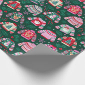 Weihnachtssüßer mit Weihnachtsmann und Rentier Geschenkpapier (Ecke)