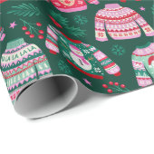 Weihnachtssüßer mit Weihnachtsmann und Rentier Geschenkpapier (Rolleneckpunkt)