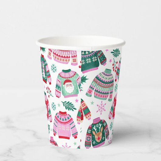 Weihnachtssüßer mit Weihnachtsmann und Rentier Pappbecher (Rechts)